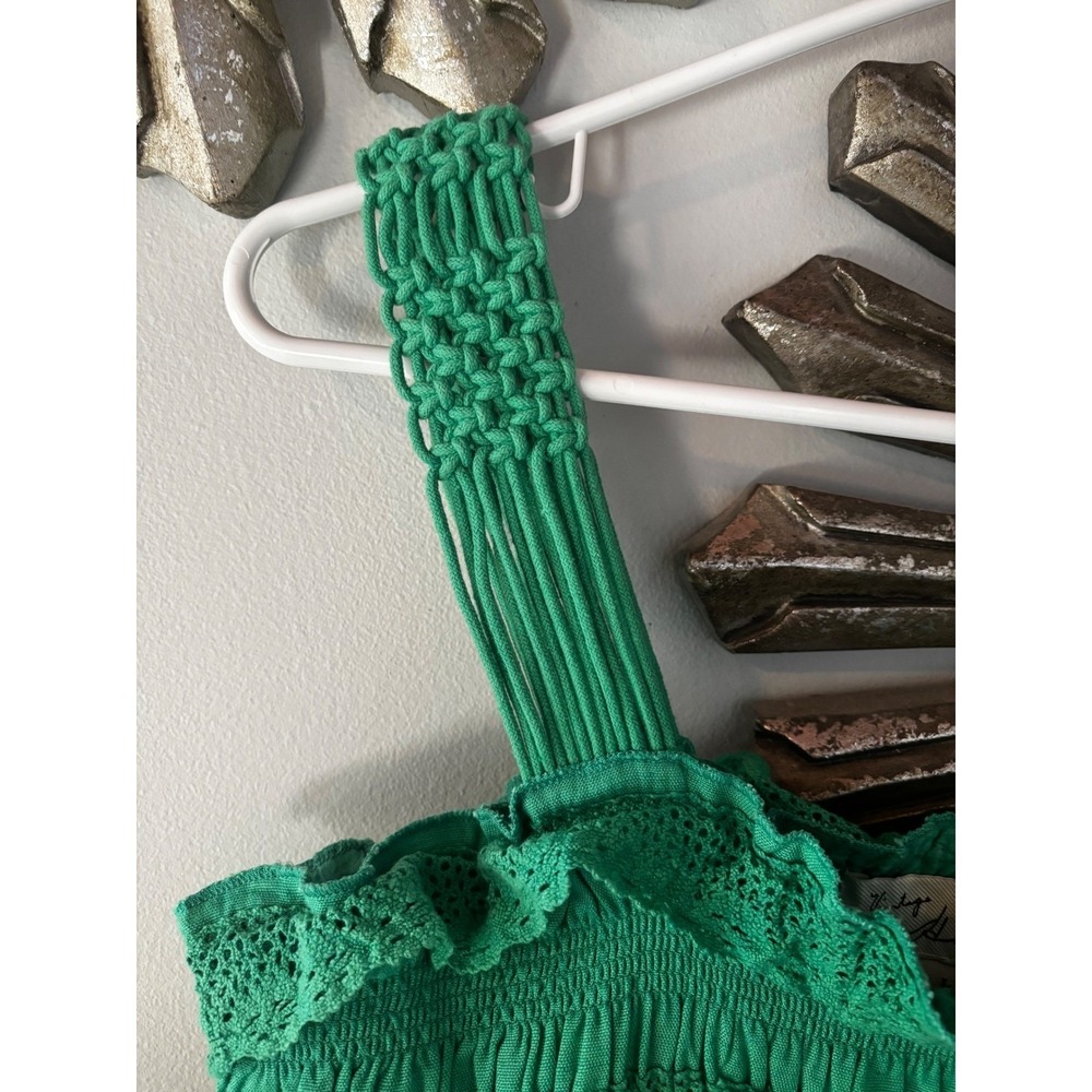 Vintage Havana Green Ruffle Crochet Tiered festival Sundress Large - Picture 5 of 8